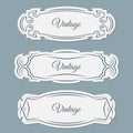 Vintage frame set. Retro border ornament for decoration. Decorative design elements for certificate, label, menu, invitation card. Royalty Free Stock Photo